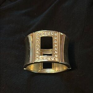 Gold and Silver Cuff Bracelet with Rhinestones